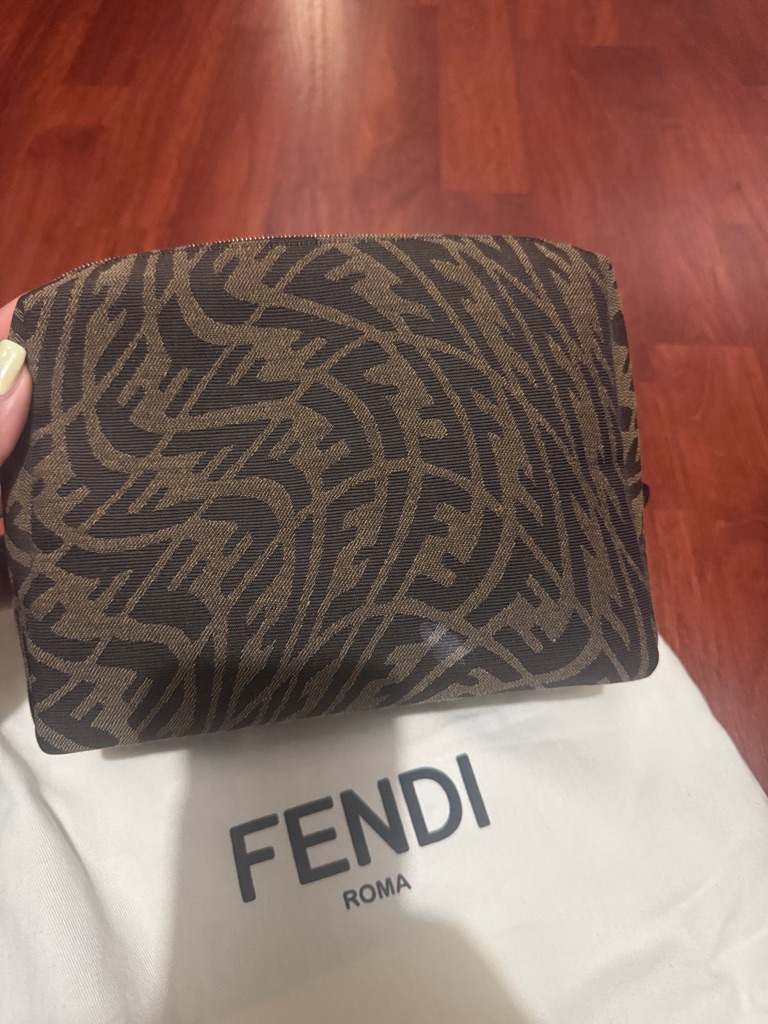 Fendi Brown And Black Monogram Cosmetic Pouch